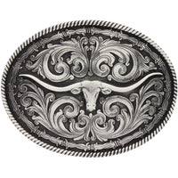 Thumbnail for Rope and Barb Longhorn Classic Impressions Buckle Belt Buckles Montana Silversmiths   