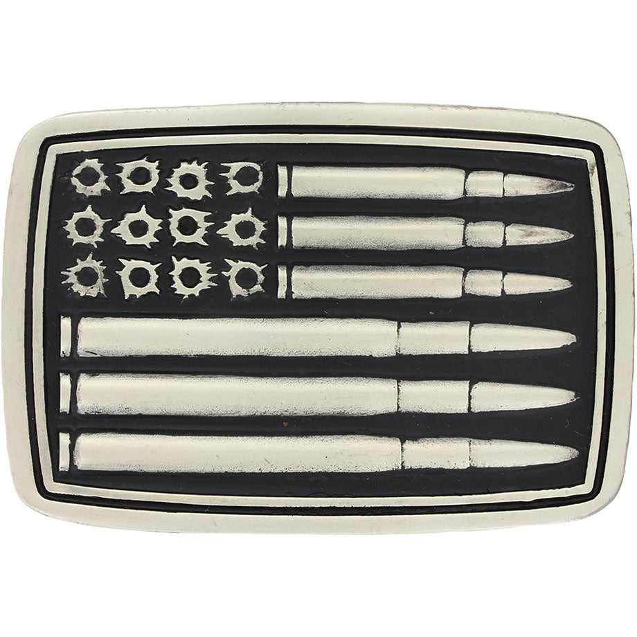 Silver Bullet Flag Attitude Buckle Belt Buckles Montana Silversmiths   