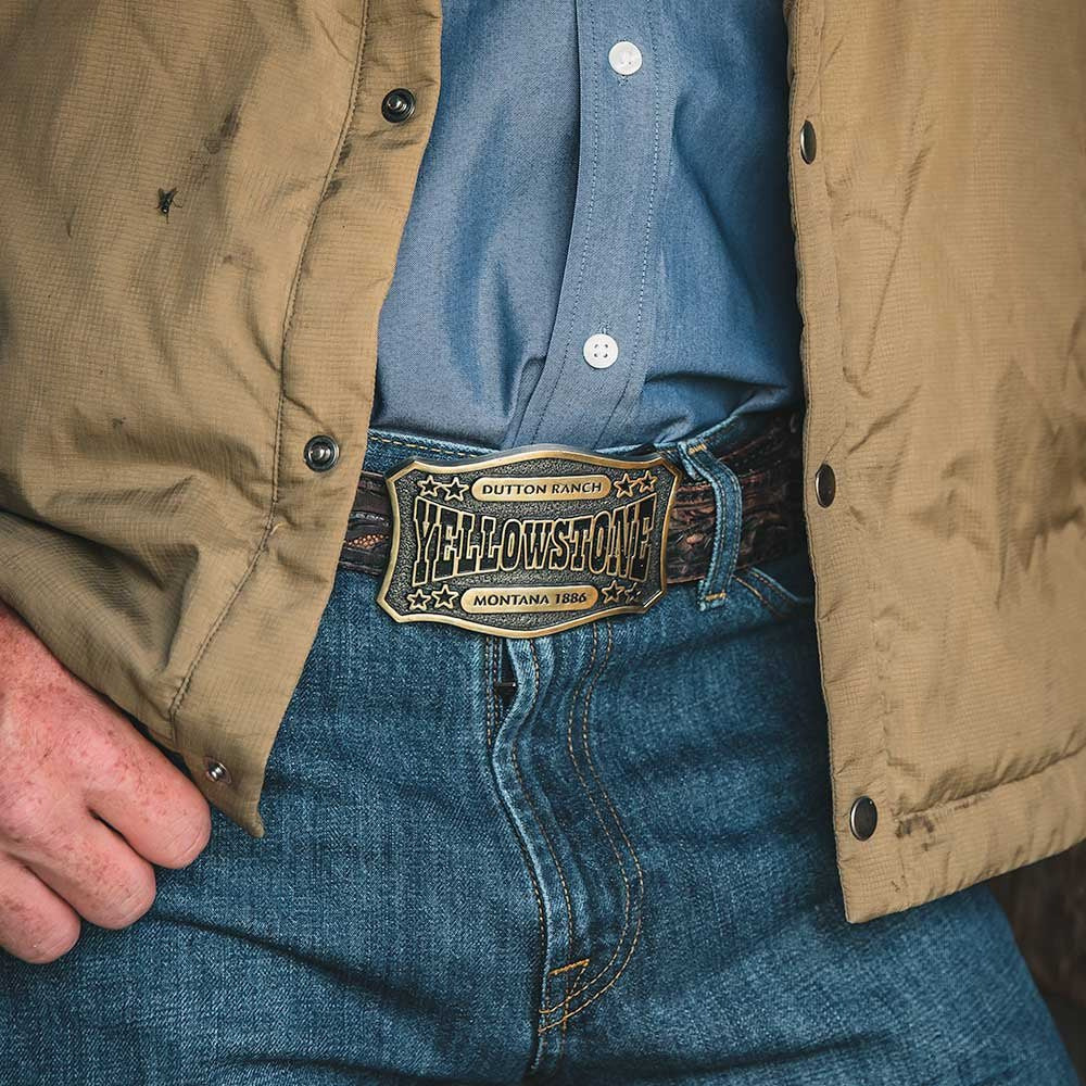 The Y Yellowstone Star Attitude Belt Buckle Belt Buckles Montana Silversmiths   